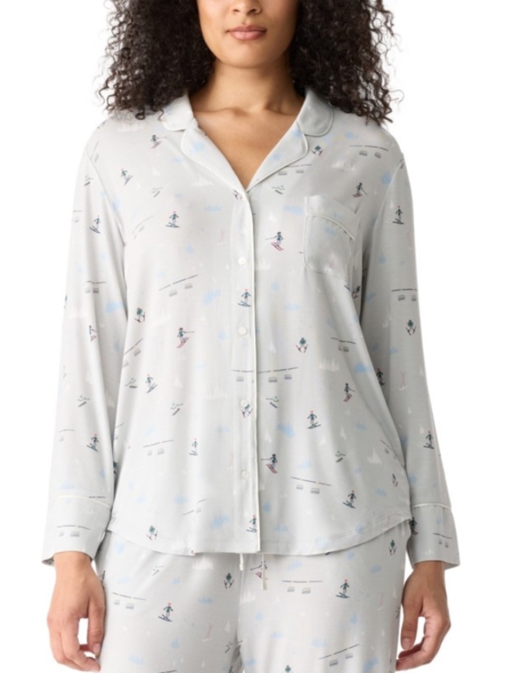 Gap GapBody Women's Jersey Long-Sleeve Pajama Top Only - Grey Alpine - Size: M